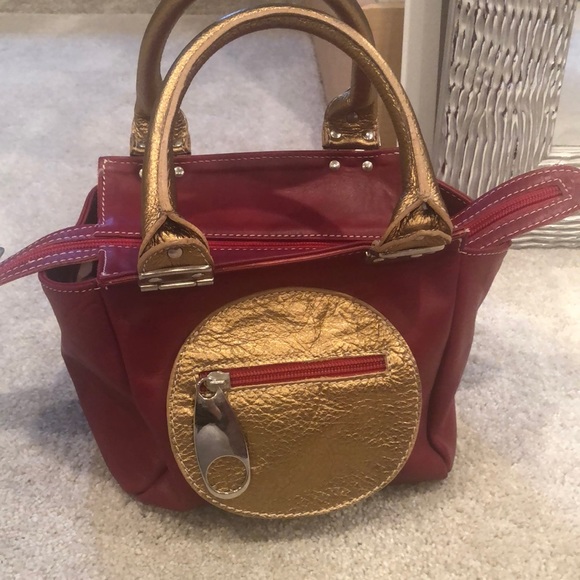 REGINA Bags Regina Red And Gold Leather Bag Poshmark